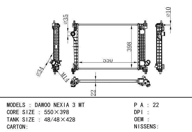  Car Radiator for DAEWOO DAWOO NEXIA 3 MT