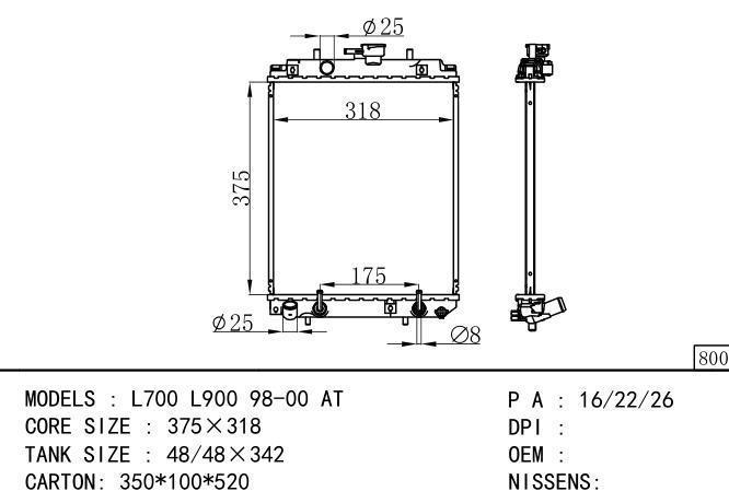  Car Radiator for DAIHATSU  DAIHATSU L700 L900 98-20 AT