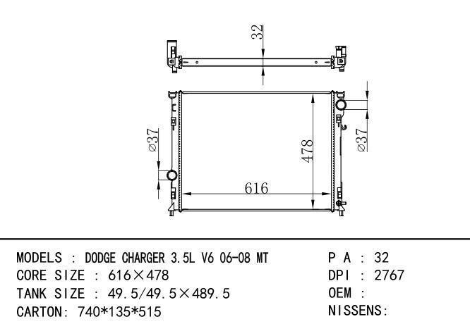  Car Radiator for  GM,DODGE DODGE CHARGER 3.5L V6 06-08