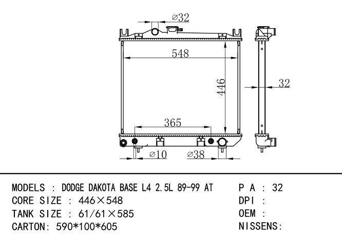  Car Radiator for  GM,DODGE DAKOTA BASE L4 2.5L