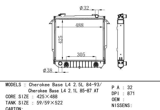  Car Radiator for  GM,DODGE Cherokee bade L4 2.5L 84-93