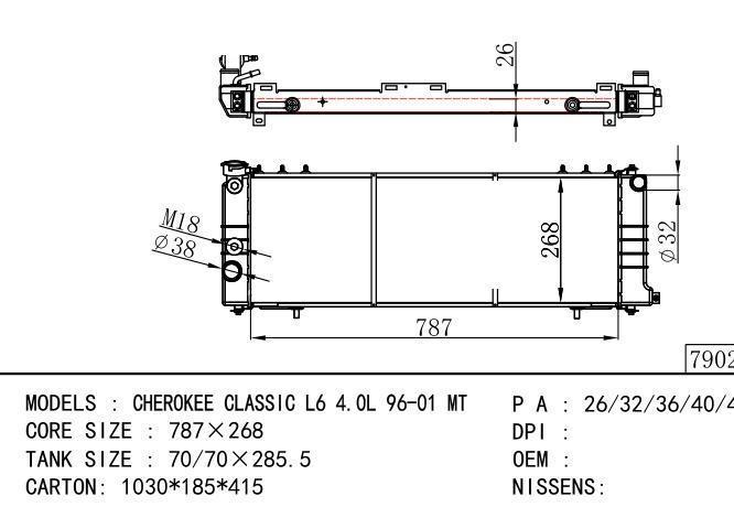  Car Radiator for  GM,DODGE CHEROKEE XJ 4.0LT'