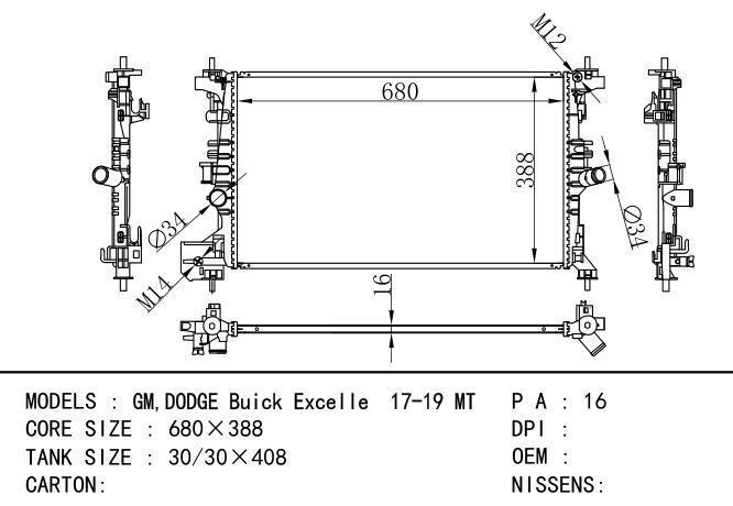  Car Radiator for  GM,DODGE GM，DODGE BUICK EXCELLE