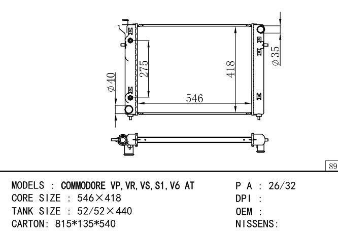  Car Radiator for  HOLDEN COMMODORE VP,VR,VS,S1,V6