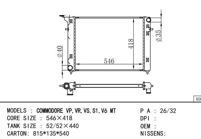  Car Radiator for  HOLDEN COMMODORE VP,VR,VS,S1,V6