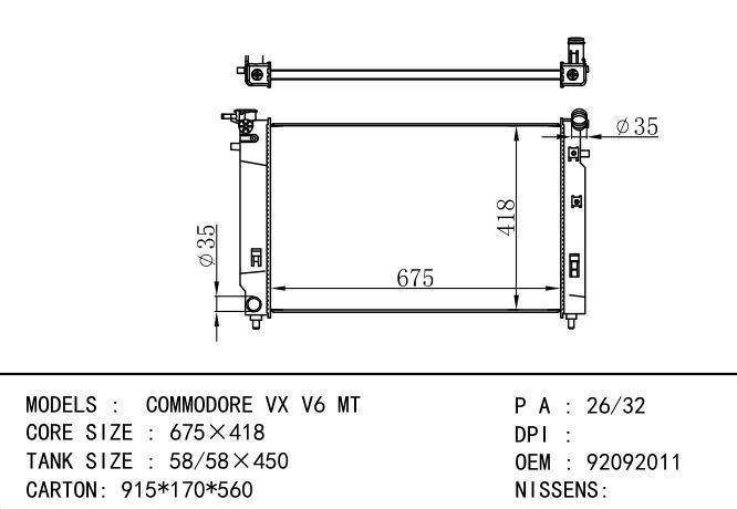 *92092011 Car Radiator for  HOLDEN COMMODORE VX V6