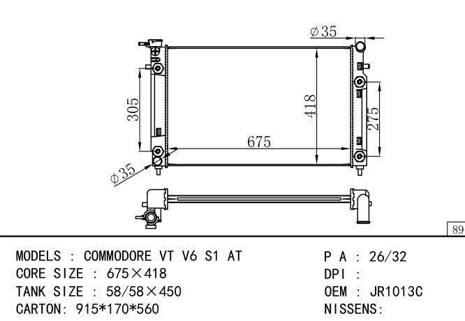 *JR1013C Car Radiator for  HOLDEN COMMIDORE VY V6 S1