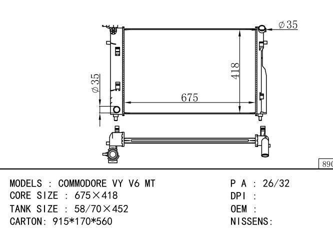  Car Radiator for  HOLDEN COMMIDORE VY V6