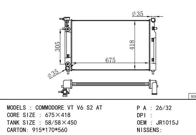 *JR1015J Car Radiator for  HOLDEN COMMIDORE VY V6 S2