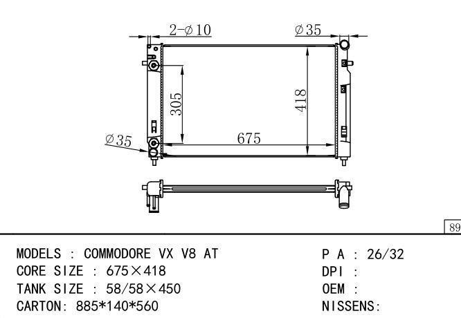  Car Radiator for  HOLDEN COMMIDORE VX V8