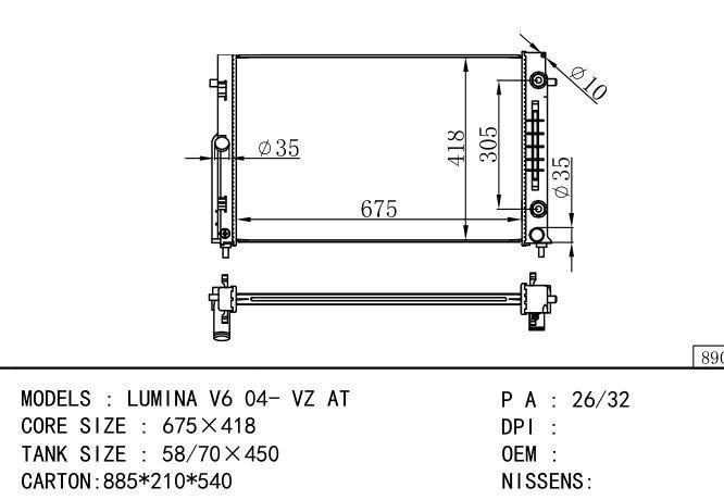  Car Radiator for  HOLDEN LUMINA V6'04 VZ