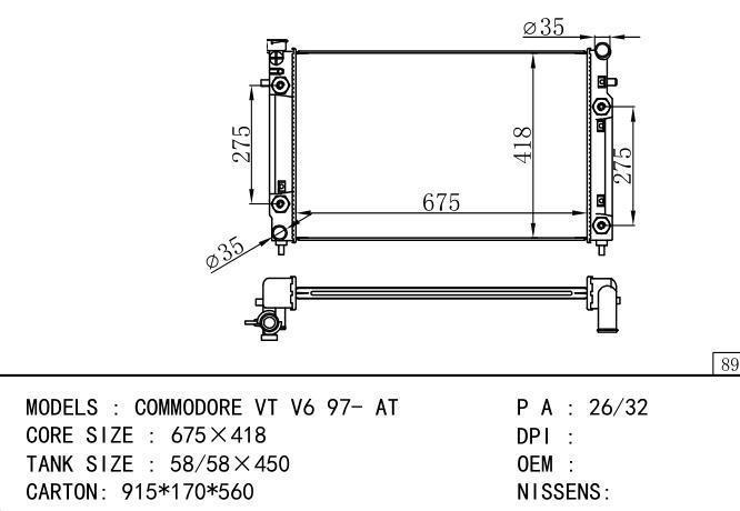  Car Radiator for  HOLDEN COMMODORE VT V6'