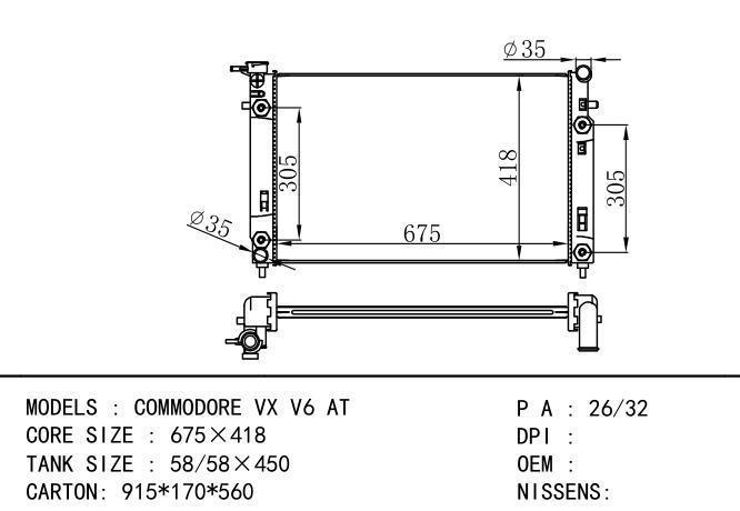  Car Radiator for  HOLDEN COMMODORE VX V6