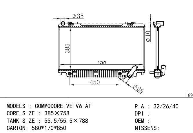 *JR1072J Car Radiator for  HOLDEN COMMODORE VX V6