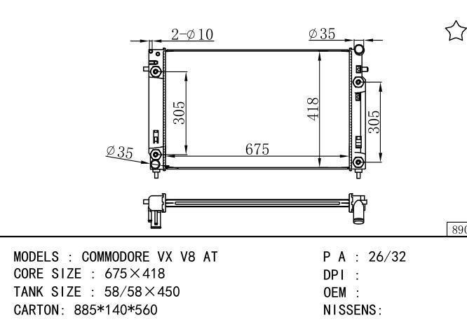  Car Radiator for  HOLDEN COMMODORE VX V8 AT