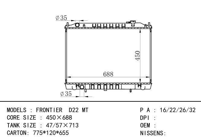  Car Radiator for NISSAN FRONTIER  D22