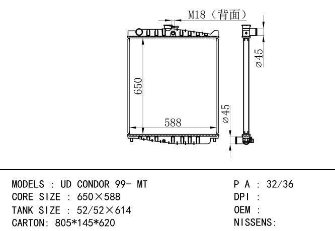  Car Radiator for NISSAN UD CONDOR