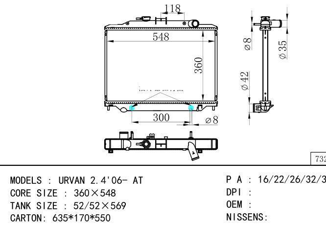  Car Radiator for NISSAN URVAN 2.4