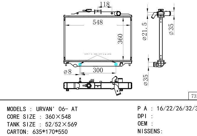  Car Radiator for NISSAN URVAN '