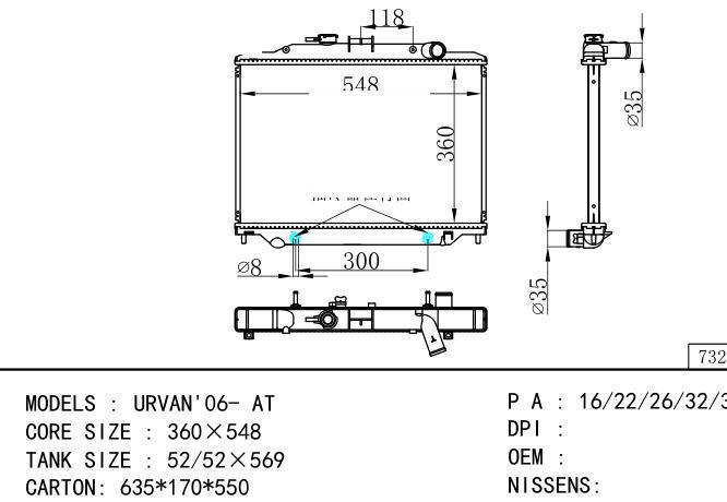  Car Radiator for NISSAN URVAN'06-AT