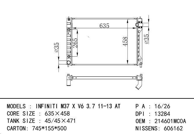  Car Radiator for NISSAN INFINITI M37 X V6 3.7