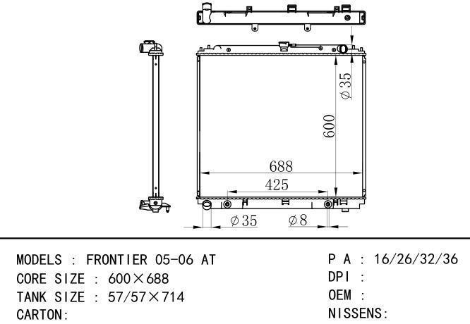  Car Radiator for NISSAN FRONTIER 05-06 AT