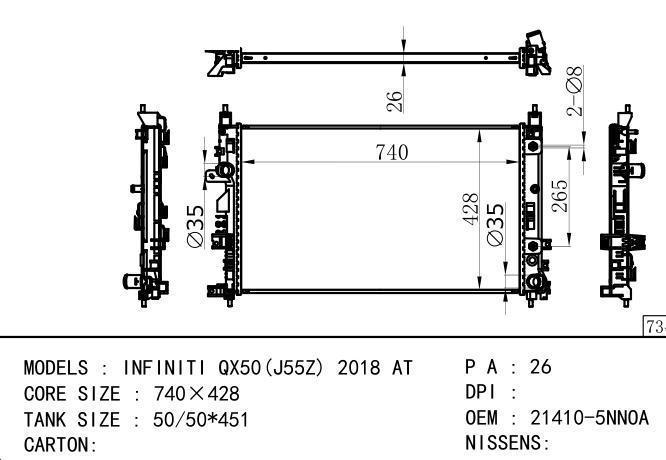  Car Radiator for NISSAN  INFINITI QX50(J55Z) 2018 AT