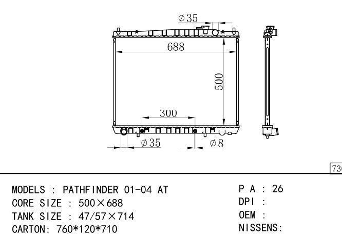  Car Radiator for NISSAN PATHFINDER 01-04 AT