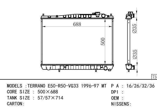  Car Radiator for NISSAN TERRANO E50-R50-VG33 1996-97 MT