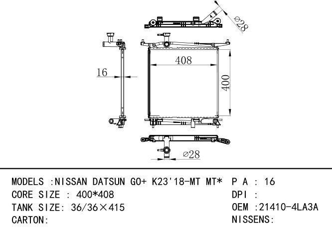 21410-4LA3A Car Radiator for NISSAN