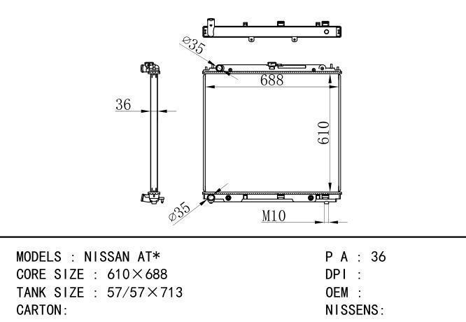  Car Radiator for NISSAN NISSAN AT