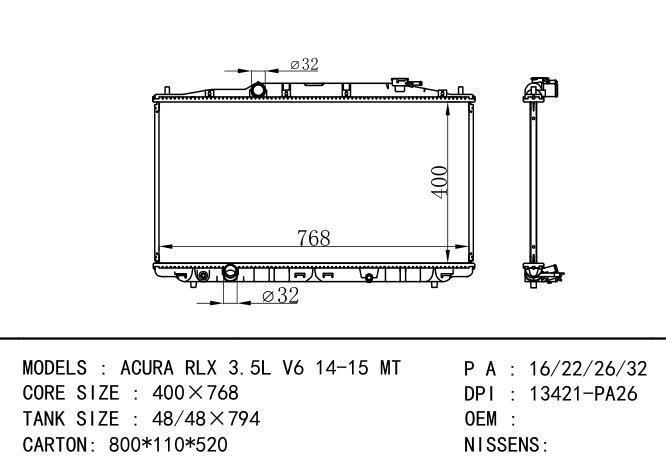  Car Radiator for  HONDA ACURA RLX 3.5L V6 14-15 MT