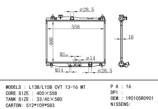 190105R0901 Car Radiator for  HONDA L13B/L15B CVT 13-16 MT