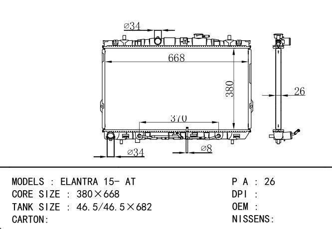  Car Radiator for Hyundai  ELANTRA