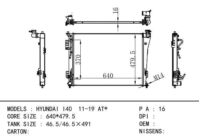  Car Radiator for Hyundai  HYUNDAI I40  11-19 AT