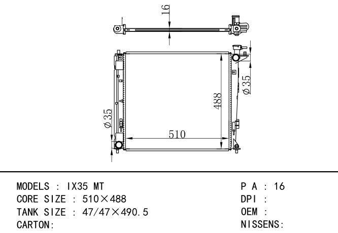  Car Radiator for Hyundai  IX35 MT