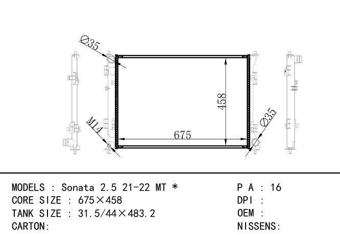  Car Radiator for Hyundai  Sonata 2.5 21-22 MT