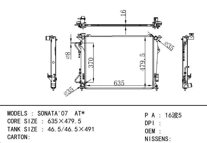  Car Radiator for Hyundai  SONATA'07  AT