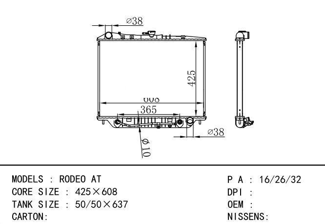  Car Radiator for ISUZU RODEO AT