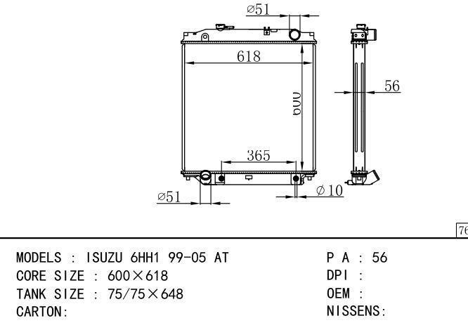  Car Radiator for ISUZU ISUZU 6HH1 99-05 AT