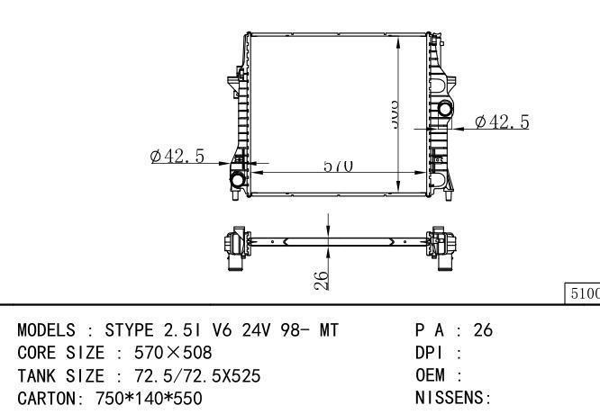  Car Radiator for JAGUAR JAGUAR STYPE 2.5i V6 24V