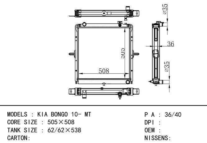  Car Radiator for KIA KIA BONGO 10- MT