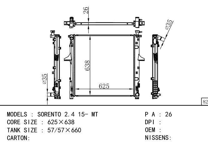  Car Radiator for KIA SORENTO 2.4 15-