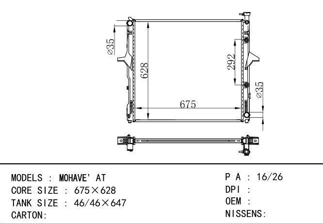  Car Radiator for KIA MOHAVE AT