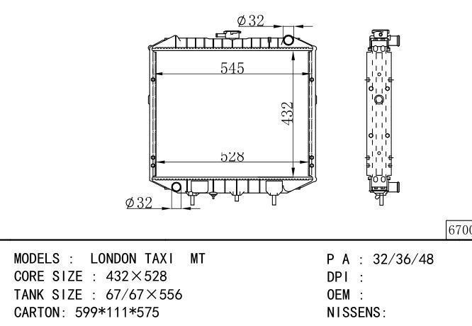  Car Radiator for  LONDON TAX LONDON Taxi