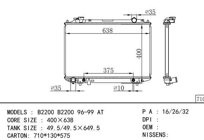  Car Radiator for MAZDA MAZDA B2200' B2200