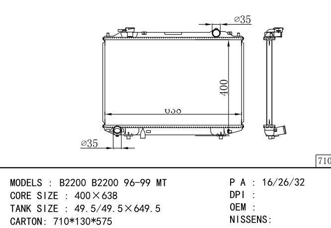  Car Radiator for MAZDA MAZDA B2500' B2200