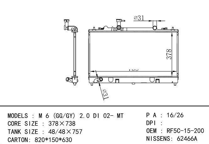 RF5C15200/RF5C15200A/RF5C15200B/RF5C15200C/RFAB15200/*RF5C-15-200 Car Radiator fo