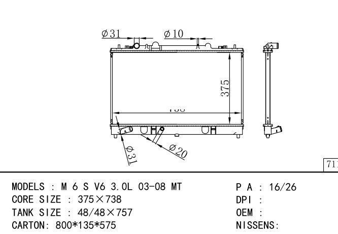  Car Radiator for MAZDA M6 S V6 3.0L