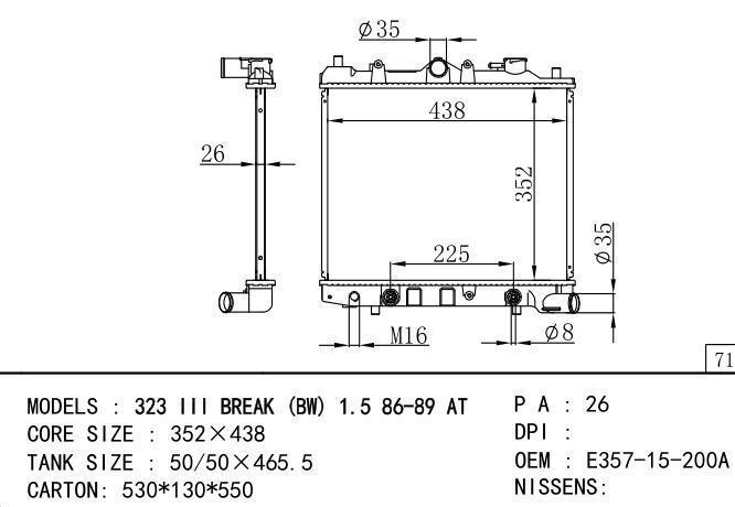 E357-15-200A Car Radiator for MAZDA 323 III VREAK(BW) 1.5